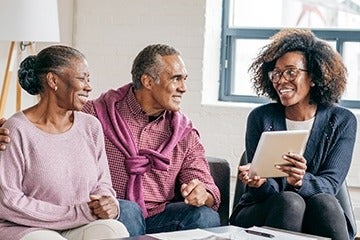 Broker helping couple find their plan