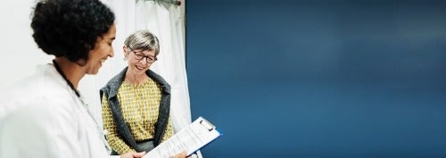 Woman meets with her PCP