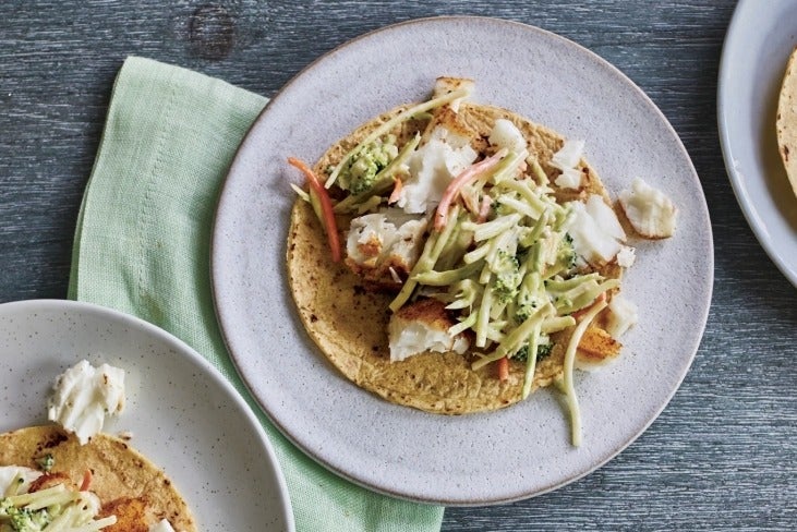 Fish Tacos with Broccoli Slaw