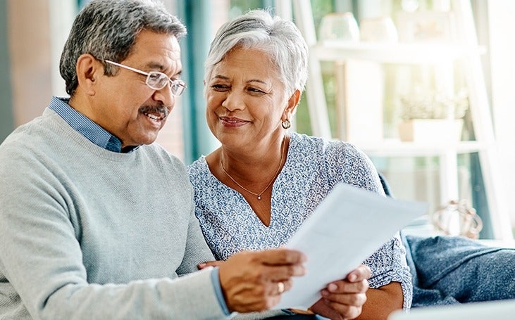 Couple reviewing paperwork