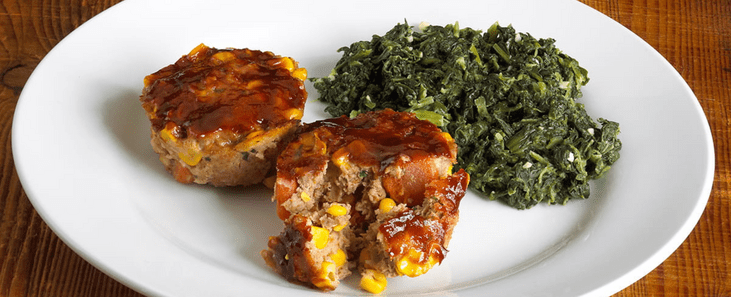 Mini Meatloaves with Low-Fat Creamed Spinach